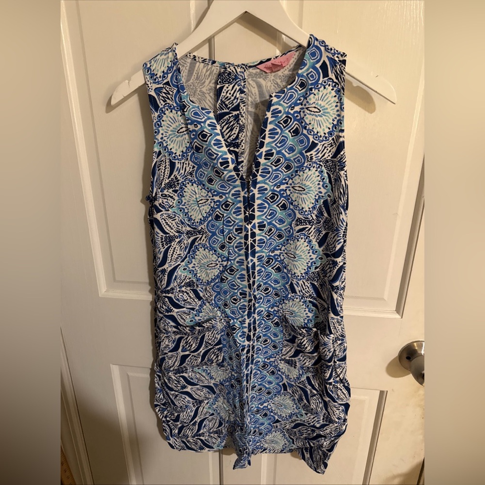 Lilly Pulitzer Sleeveless Blue Patterned V-Neck Women's Dress
